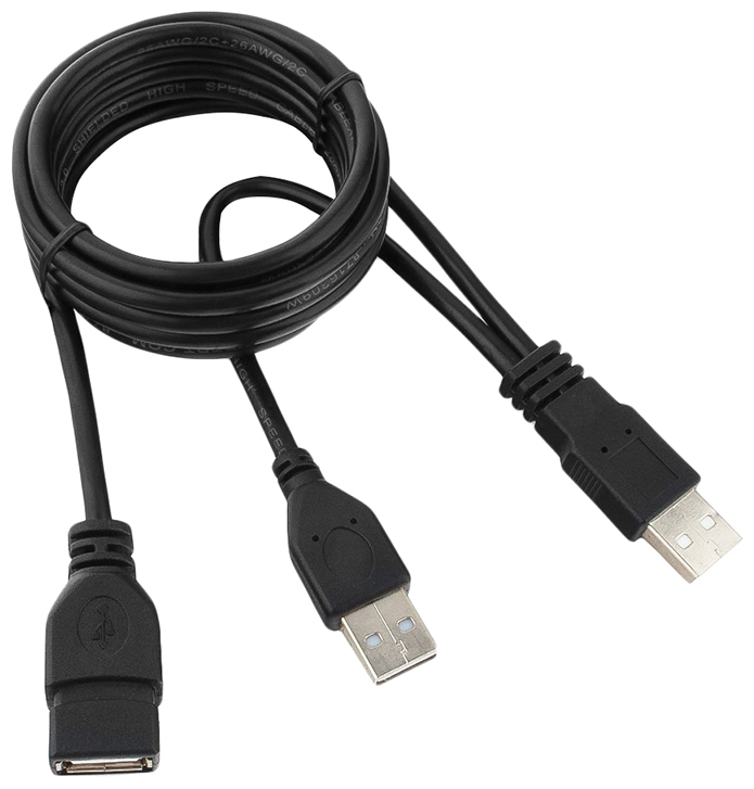 фото Кабель gembird 2xusb a-usb a, m-f 1,8м black (ccp-usb22-amaf-6)