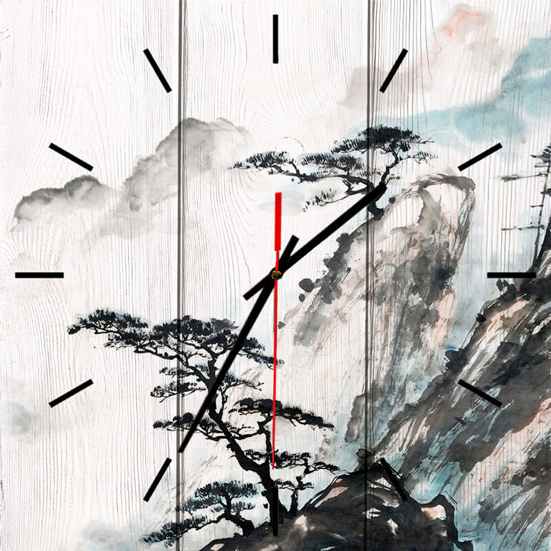 фото Настенные часы китайский пейзаж 60 х 60 см дом корлеоне
