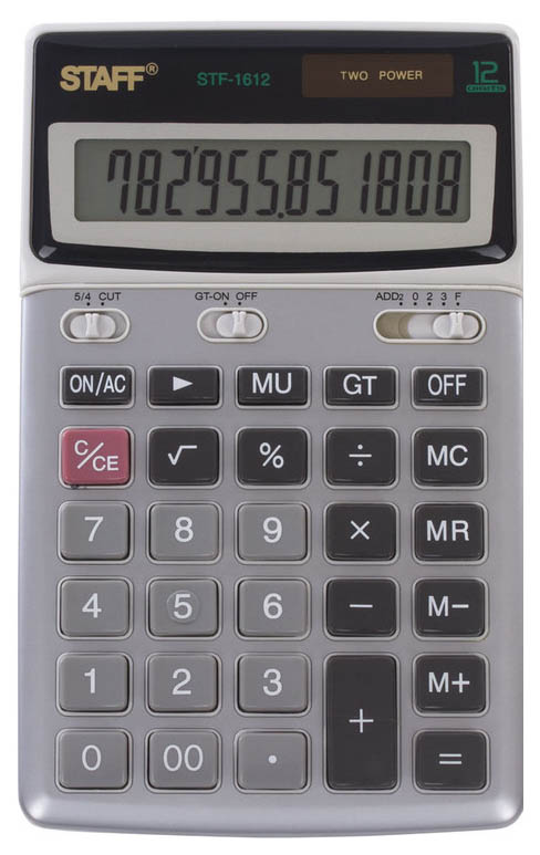 

Калькулятор Staff STF-1612, 12 разрядов, двойное питание, 175х107 мм