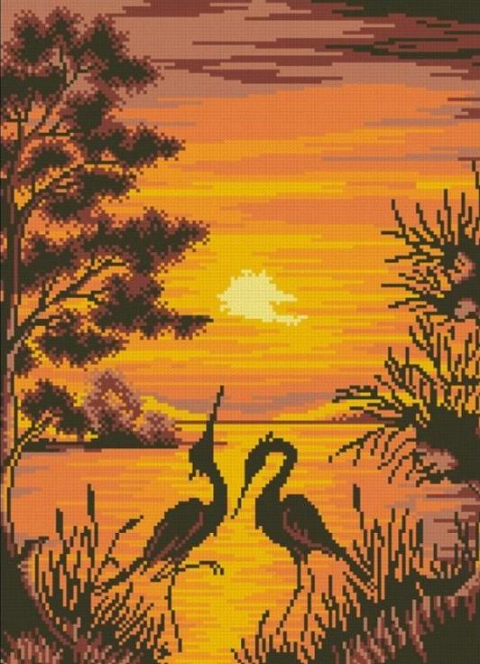 

Алмазная вышивка Паутинка Закат, 32x44 см, Закат