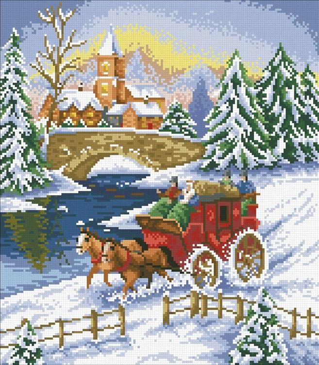 

Алмазная вышивка Паутинка Зимняя прогулка, 35x40 см, Зимняя прогулка