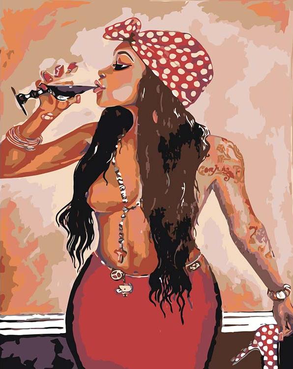 фото Картина по номерам живопись по номерам девушка с бокалом, 40x50