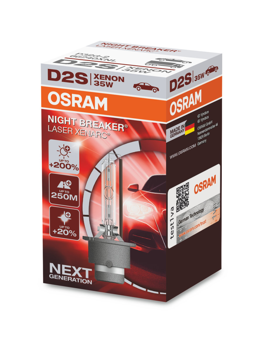 фото D2s (35w) лампа xenarc night breaker laser, 1шт, картон osram арт. 66240xnl