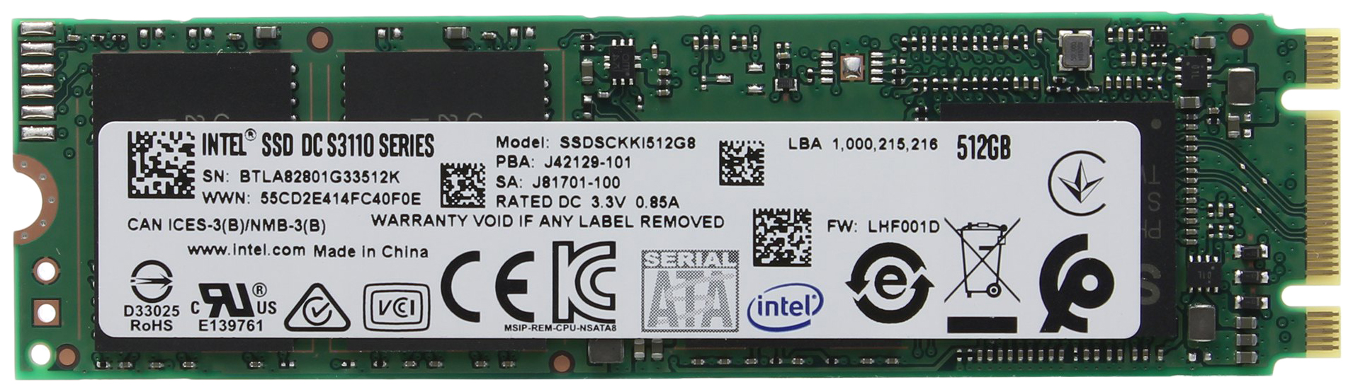 

SSD диск Intel DC S3110 512ГБ (SSDSCKKI512G801), DC S3110