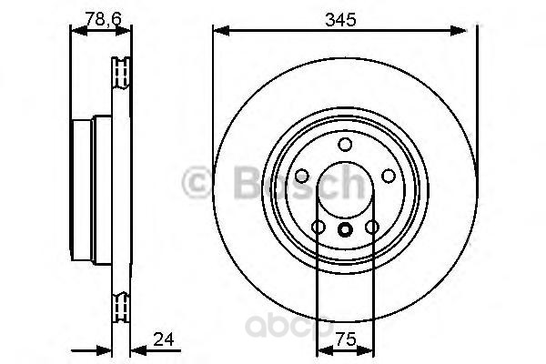 фото Тормозной диск bosch задний для bmw x5 e70, x6 e71 d=345мм. 0986479443