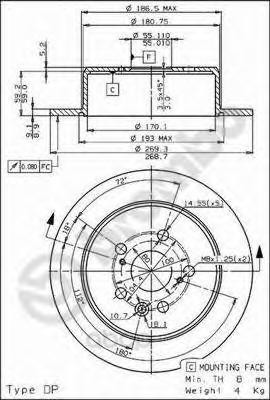 фото Тормозной диск brembo задний для 08562540