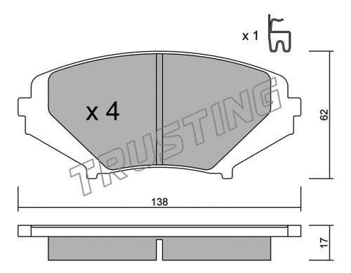 

Комплект тормозных дисковых колодок TRUSTING 748.0