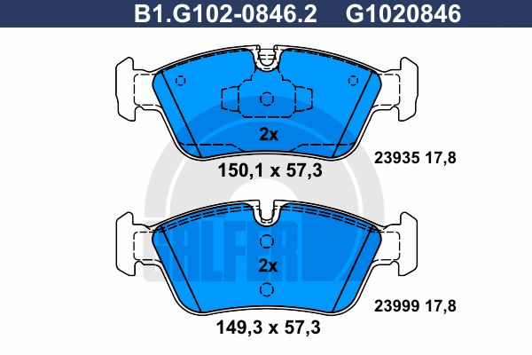 

Комплект тормозных дисковых колодок GALFER B1.G102-0846.2