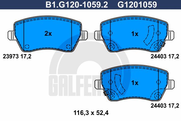 

Комплект тормозных дисковых колодок GALFER B1.G120-1059.2