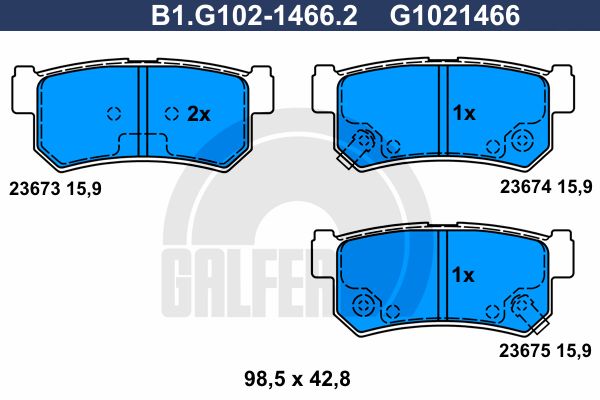 

Комплект тормозных дисковых колодок GALFER B1.G102-1466.2