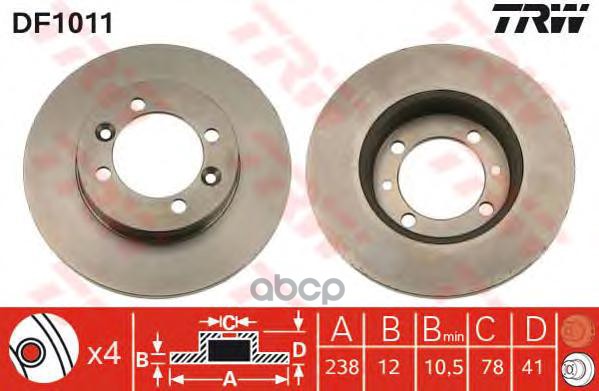 фото Тормозной диск trw/lucas df1011
