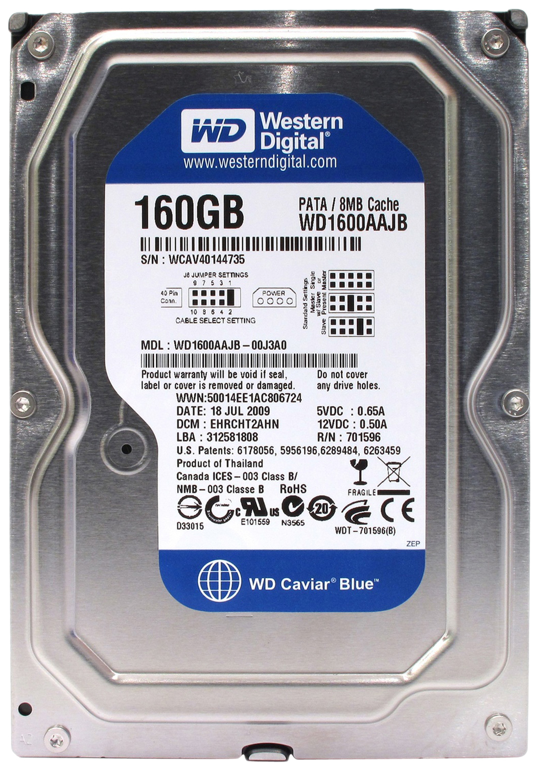 

Жесткий диск WD Caviar Blue 160ГБ (WD1600AAJB), Caviar Blue