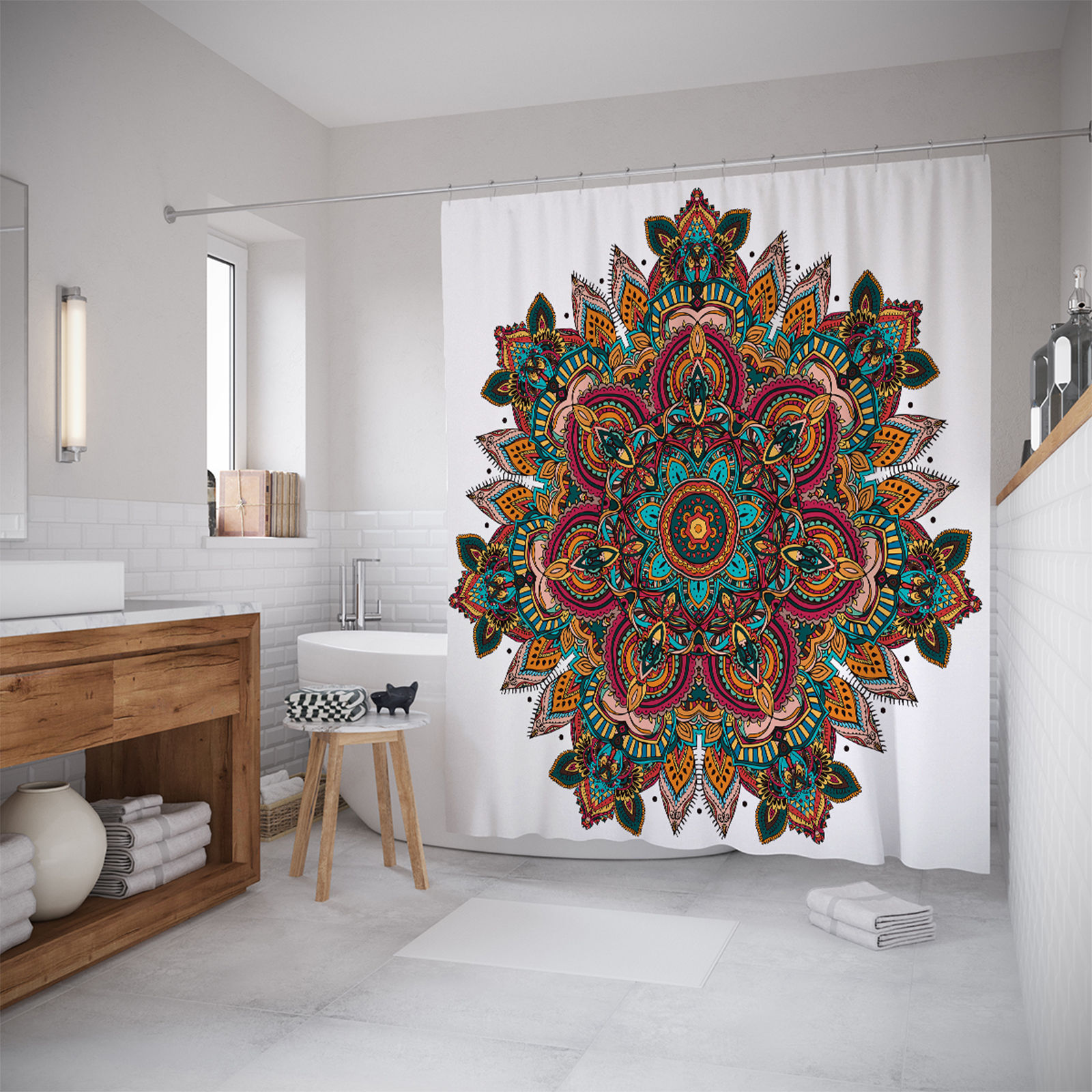 

Штора для ванной JoyArty «Цветочный орнамент» 180x200, Белый