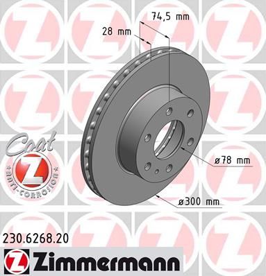 

Тормозной диск ZIMMERMANN 230.6268.20