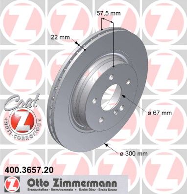 

Тормозной диск ZIMMERMANN 400.3657.20