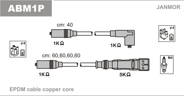 

Комплект проводов зажигания JANMOR ABM1P