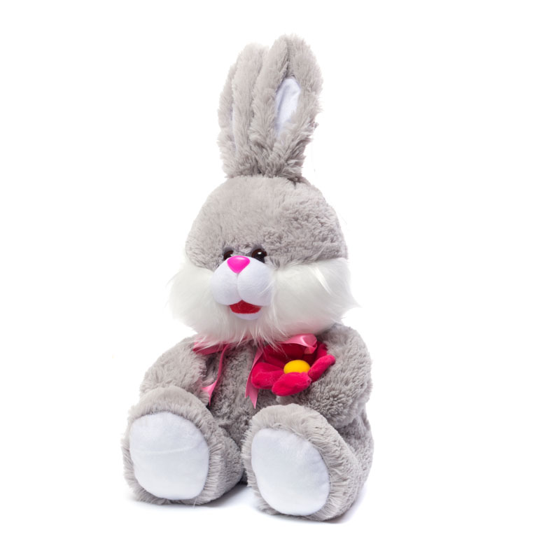 фото Мягкая игрушка зайчик с цветком 60 см нижегородская игрушка см-443-ц-5
