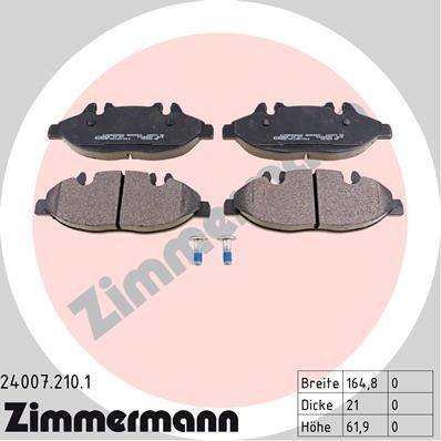 

Тормозные колодки ZIMMERMANN дисковые 24007.210.1