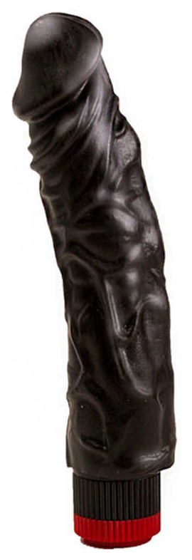 Реалистичный чёрный вибромассажер 19,5 см