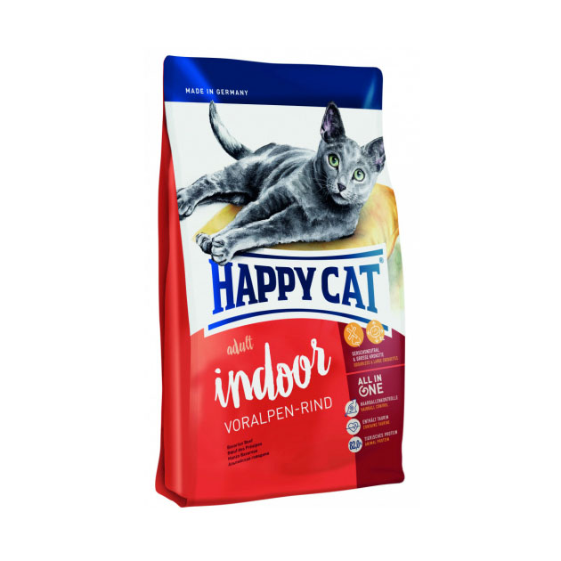 фото Сухой корм для кошек happy cat fit & well indoor, для домашних, альпийская говядина, 1,4кг