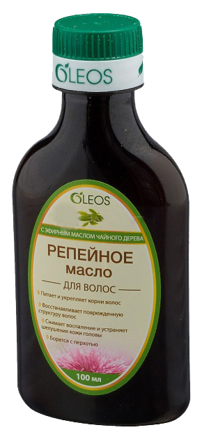 Масло для волос OLEOS Репейное с эфирным маслом чайного дерева, 100 мл