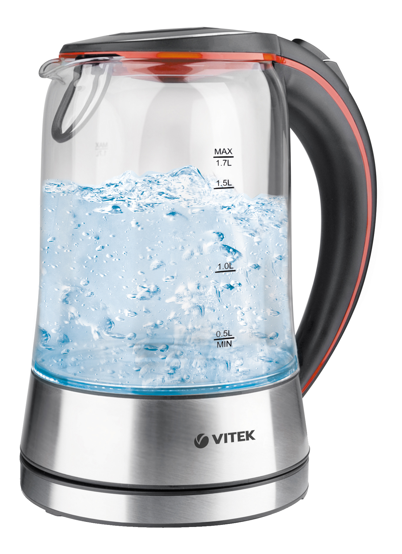 Чайник электрический VITEK VT-7005TR 1.7 л черный, прозрачный чайник электрический vitek vt 7005tr 1 7 л прозрачный