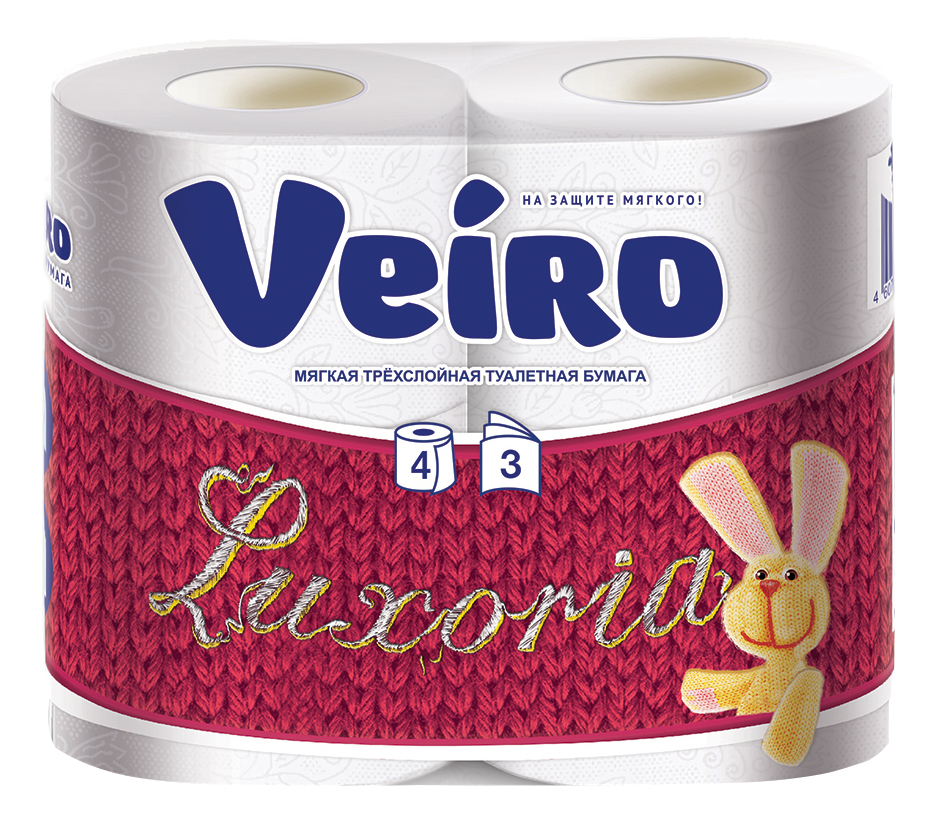 Купить Туалетная бумага Veiro 3-ех слойная 4 шт., туалетная бумага Luxoria 5с34 4 шт