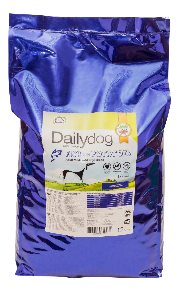 фото Сухой корм для собак dailydog adult medium-large breed, рыба и картофель, 12кг