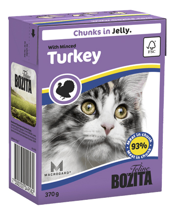 фото Консервы для кошек bozita feline chunks in jelly, с рубленой индейкой в желе, 16шт по 370г