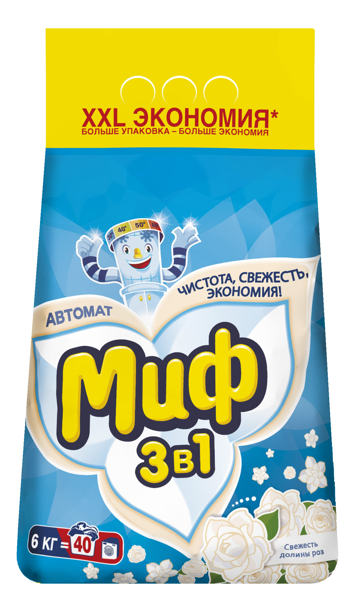 

Порошок для стирки Миф свежесть долины роз 6 кг