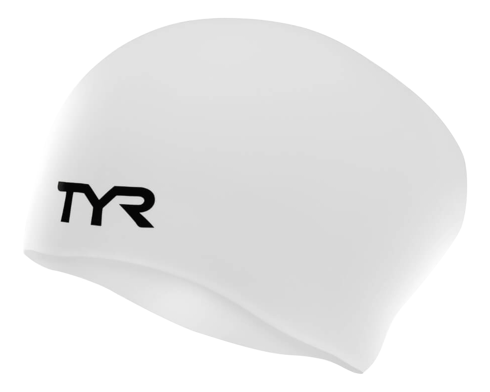 фото Шапочка для плавания tyr long hair wrinkle-free silicone cap 100 white