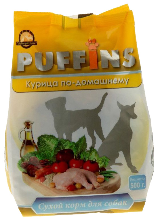 Сухой корм для собак Puffins, курица, 0.5кг