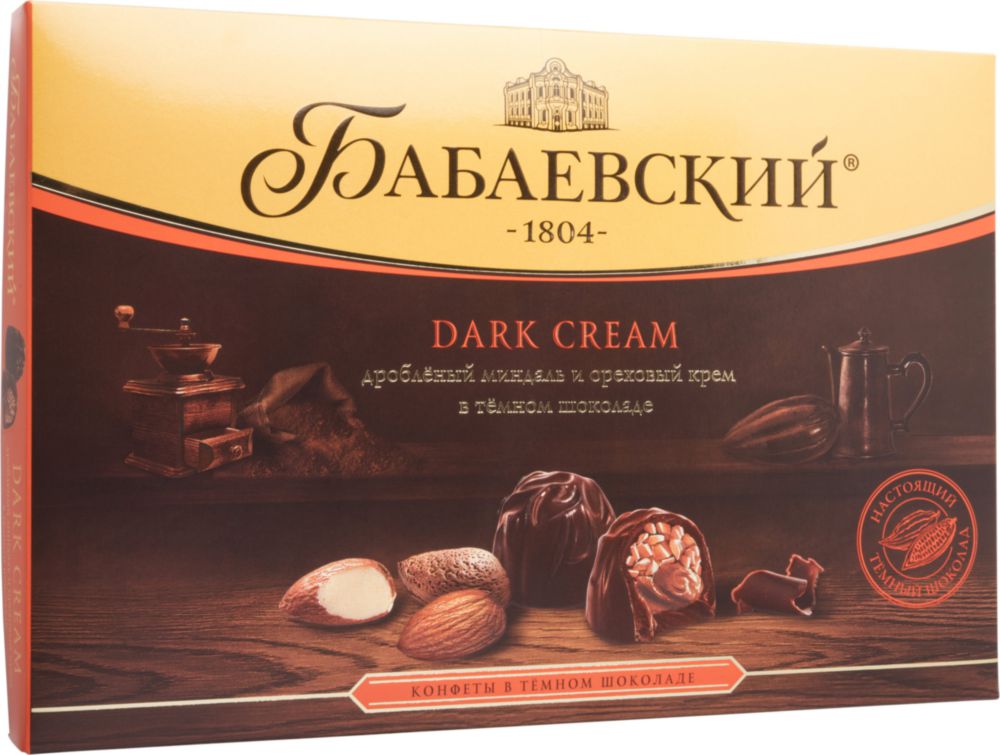 фото Набор конфет dark cream дробленый миндаль и ореховый крем в темном шоколаде 200 г бабаевский