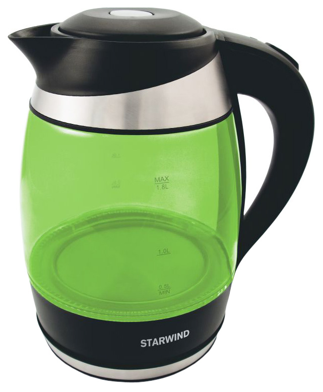 Чайник электрический STARWIND SKG2213 1.8 л зеленый, черный соковыжималка цитрусовая starwind sj 1221 30вт рез сок 0 7мл зеленый прозрачный