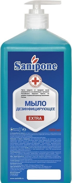 Жидкое мыло Sanipone Extra (кожный антисептик), флаконе с помпой 1000 мл., 1000-С-Б-П-Э антисептик кожный бриллиантовые руки 2 1л