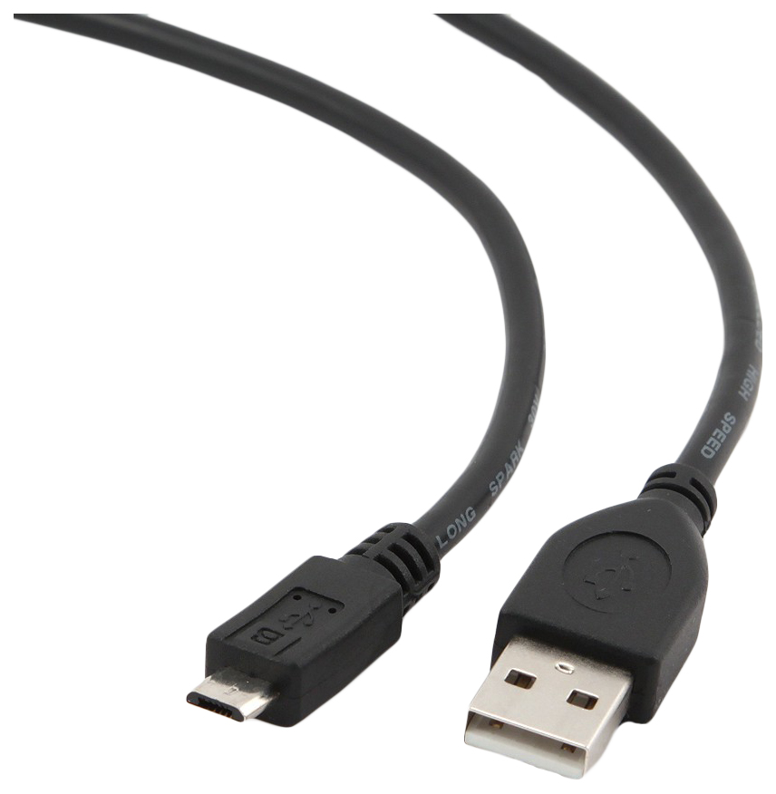 фото Кабель gembird usb 2,0 pro am/microbm 5p, 0,5м, экран, черный, пакет ccp-musb2-ambm-0,5m