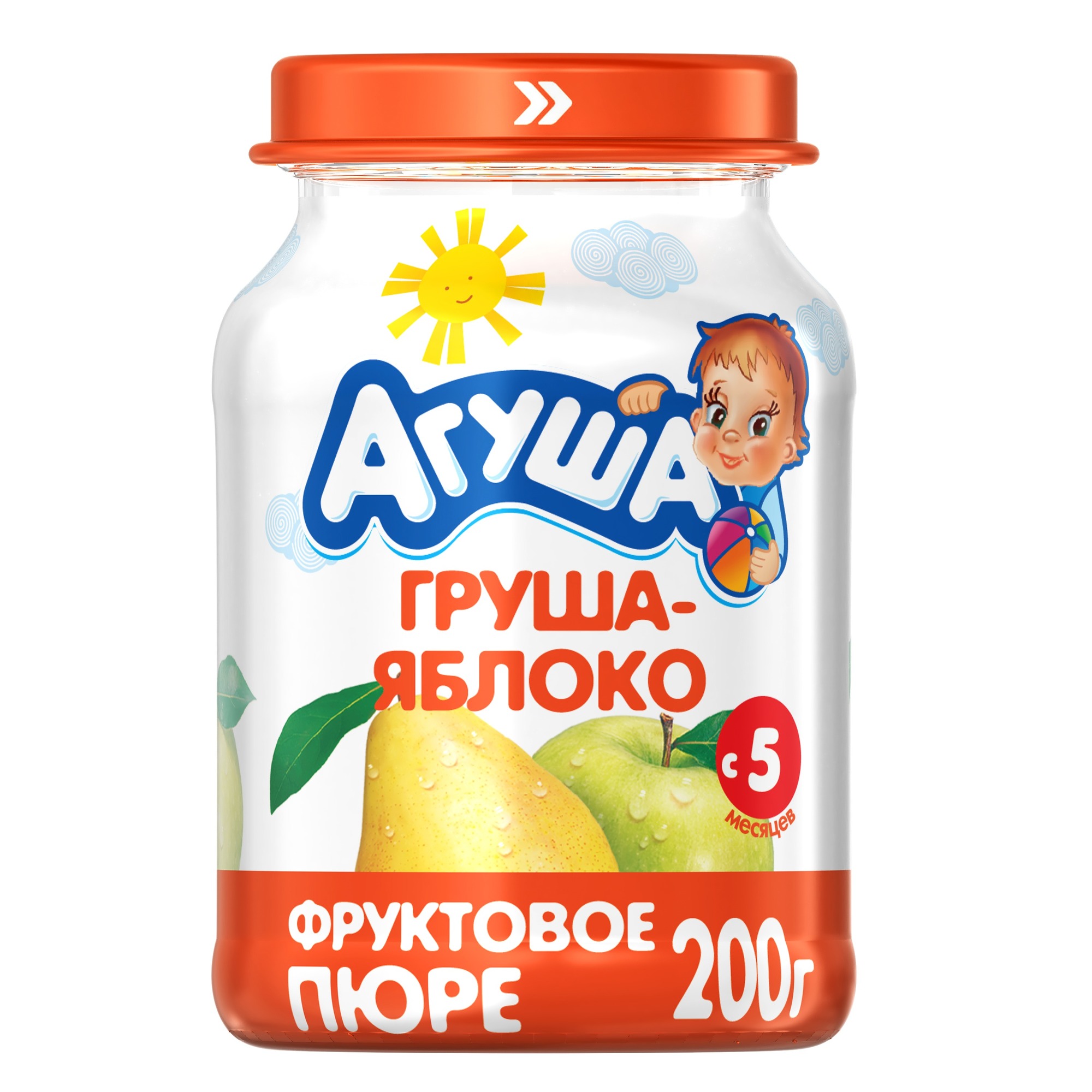 

Пюре фруктовое Агуша Груша-яблоко с 5 мес. 200 г, 1 шт., Груша-яблоко