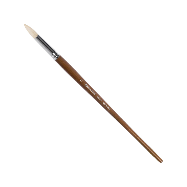 фото Кисть художественная профессиональная brauberg classic щетина круглая №12 длинная ручка