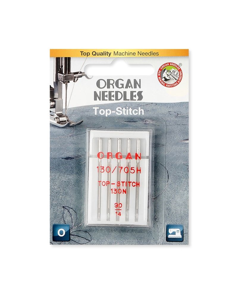 Иглы Organ TOP STITCH 5/90 Blister иглы для гобеленовых и трикотажных тканей с ным ушком 22 28 24 шт в уп в розетке