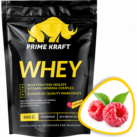 Протеин Prime Kraft Whey, 900 г, малина