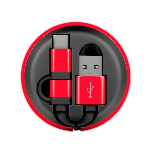 фото Кабель interstep microusb+typec usb 0,9м black/red