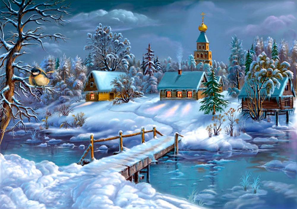 

Алмазная вышивка Алмазная Живопись Зимнее…, 60x40 см, Зимнее…