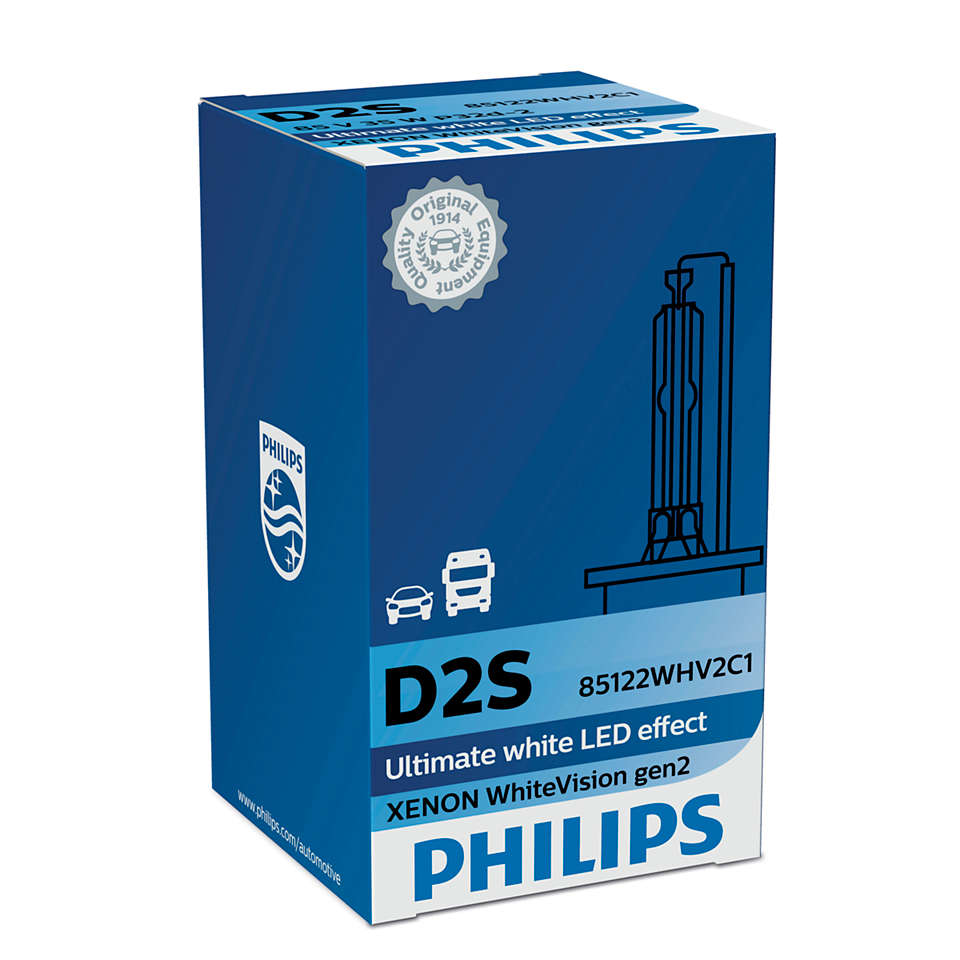 Philips Ксеноновая Автолампа D2S 35W +120% Xenon WhiteVision 1шт 85122WHV2C1