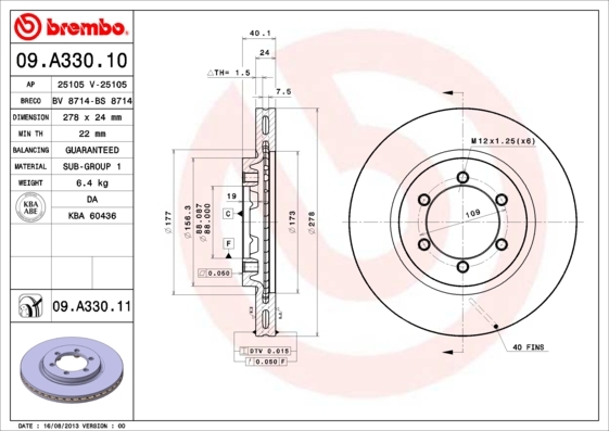 фото Тормозной диск brembo 09a33011