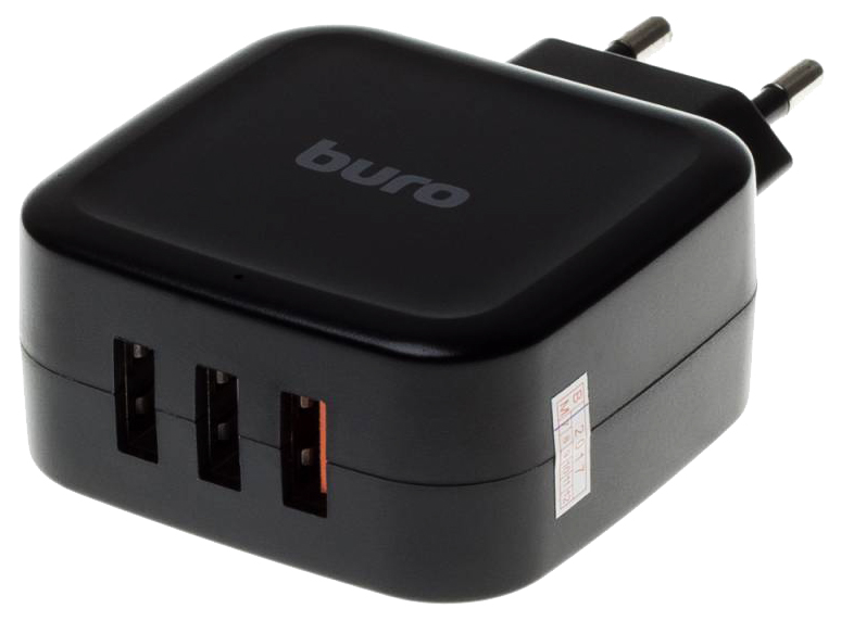фото Сетевое зарядное устройство buro tj-285b, 3xusb, 2,4 a, black