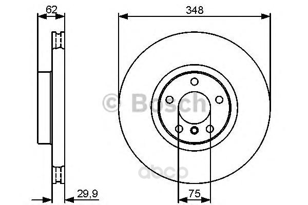 фото Тормозной диск bosch передний для bmw x5 e70, x6 e71 d=348мм. 0986479436