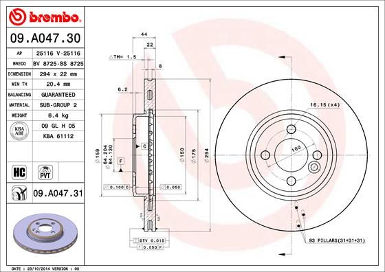 фото Тормозной диск brembo 09.a047.31