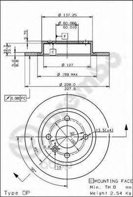 фото Тормозной диск brembo задний для 08523710