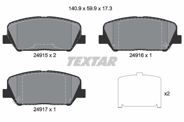 фото Комплект тормозных дисковых колодок textar 2491501