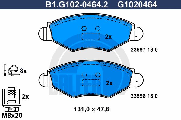 

Тормозные колодки GALFER дисковые B1G10204642